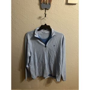 Men's Izod  Large Cotton 1/4 Zip Pull Over Shirt Blue‎